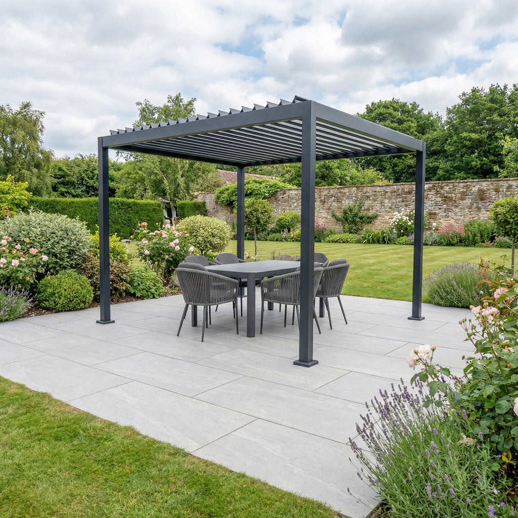 PergoSTET Lite Neo 3m x 3m Metal Square Pergola in Grey