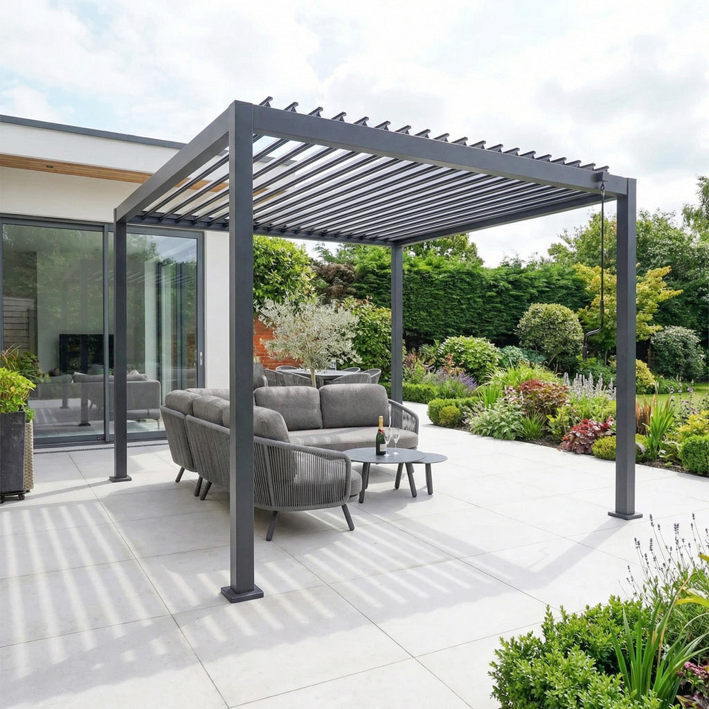 PergoSTET Lite 3m x 3m Metal Square Pergola in Grey