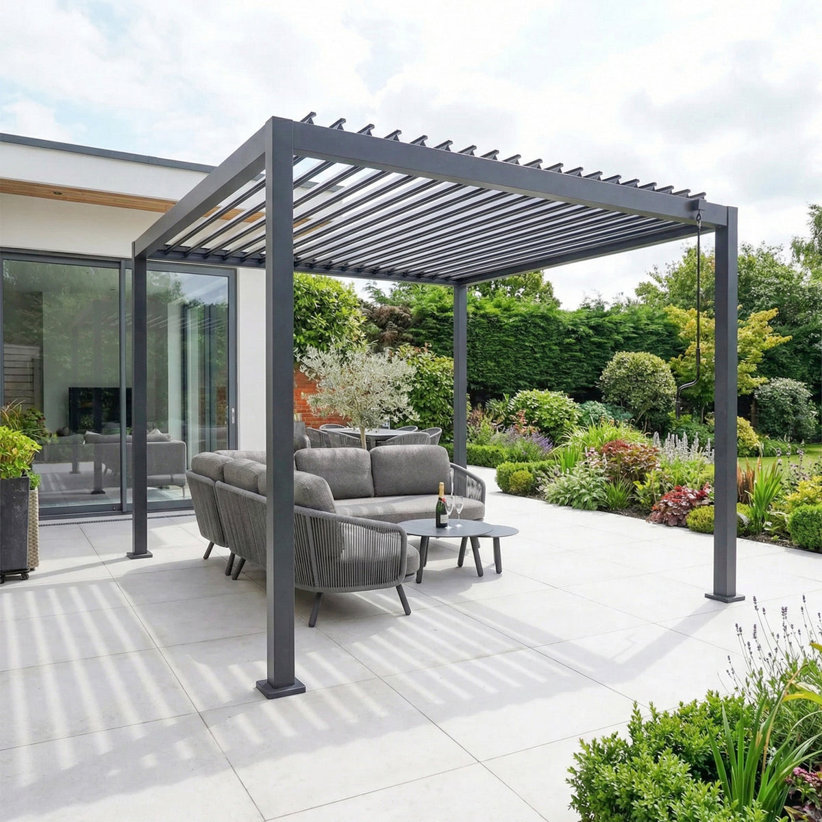 PergoSTET Lite 3m x 3m Metal Square Pergola in Grey