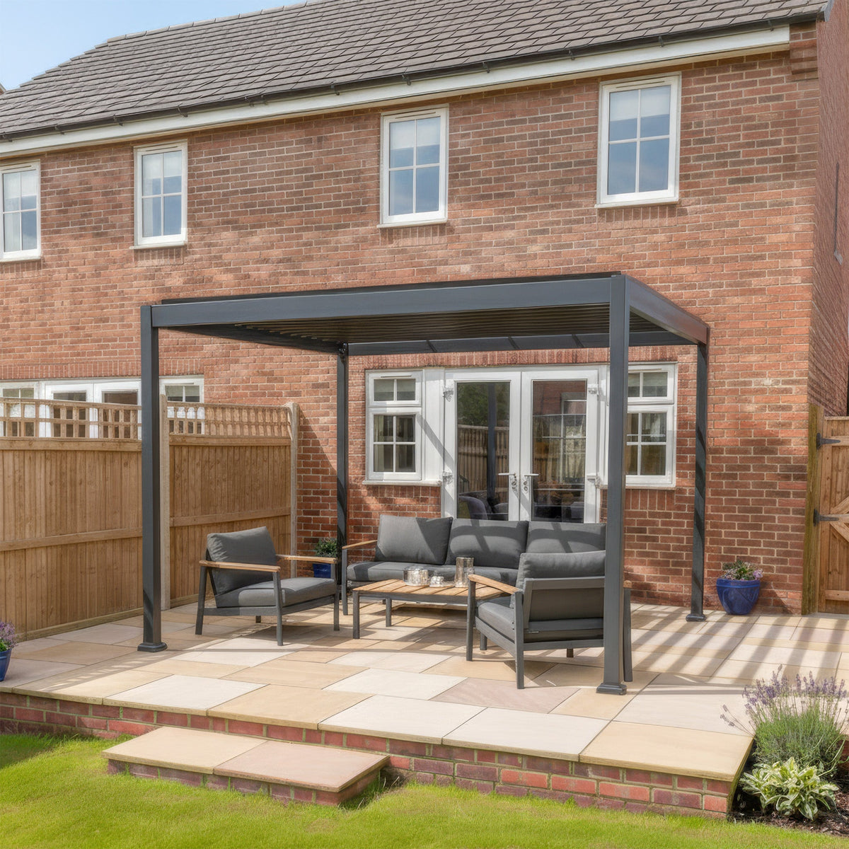 PergoSTET Lite 3m x 3m Metal Square Pergola in Grey