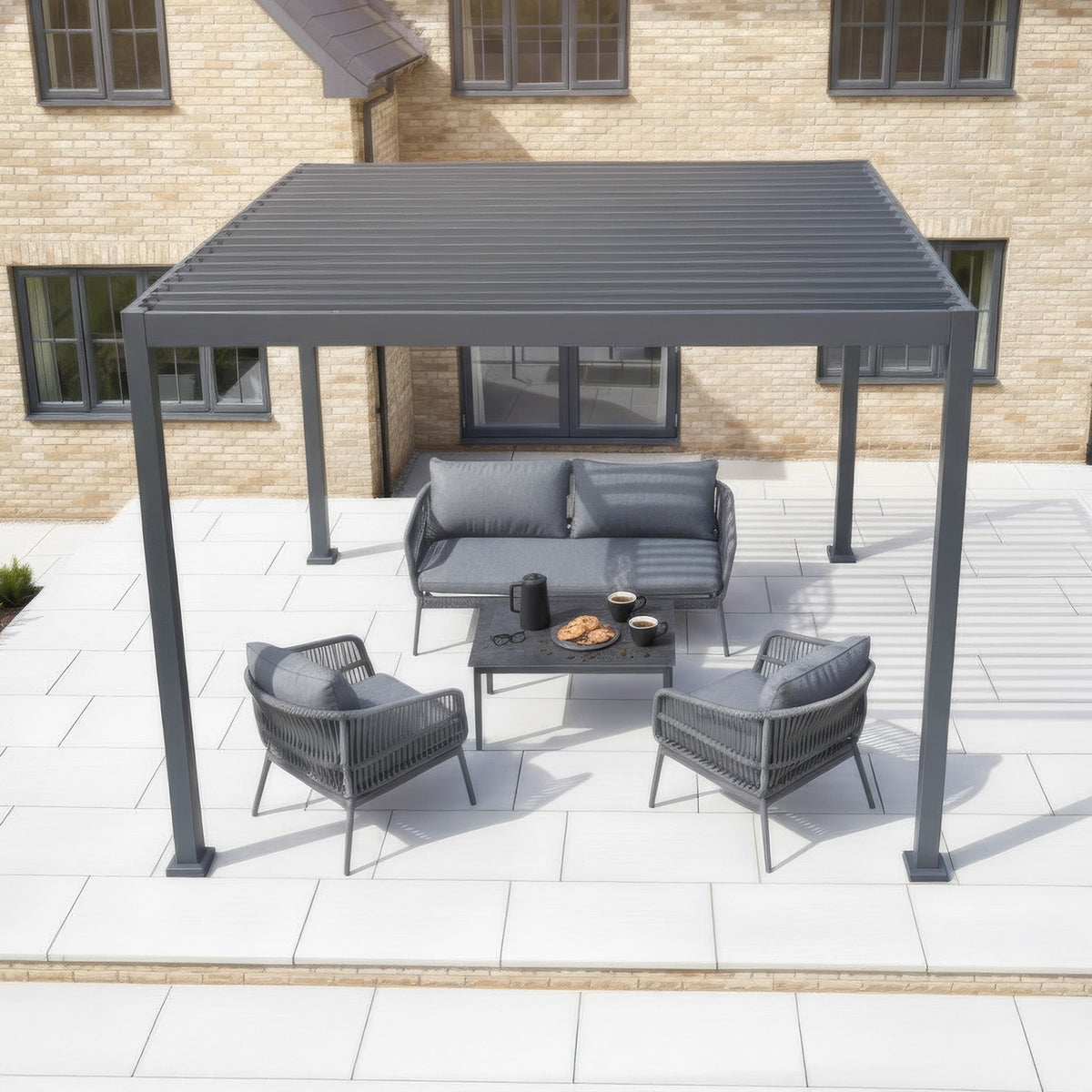 PergoSTET Lite 3m x 3m Metal Square Pergola in Grey