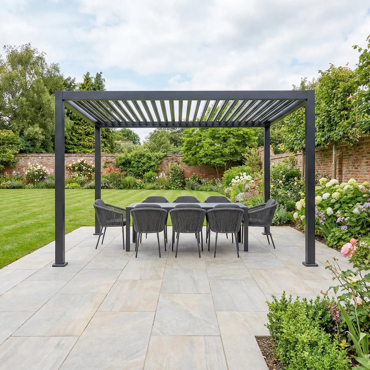 PergoSTET Lite Neo 3m x 4m Metal Rectangular Pergola in Grey