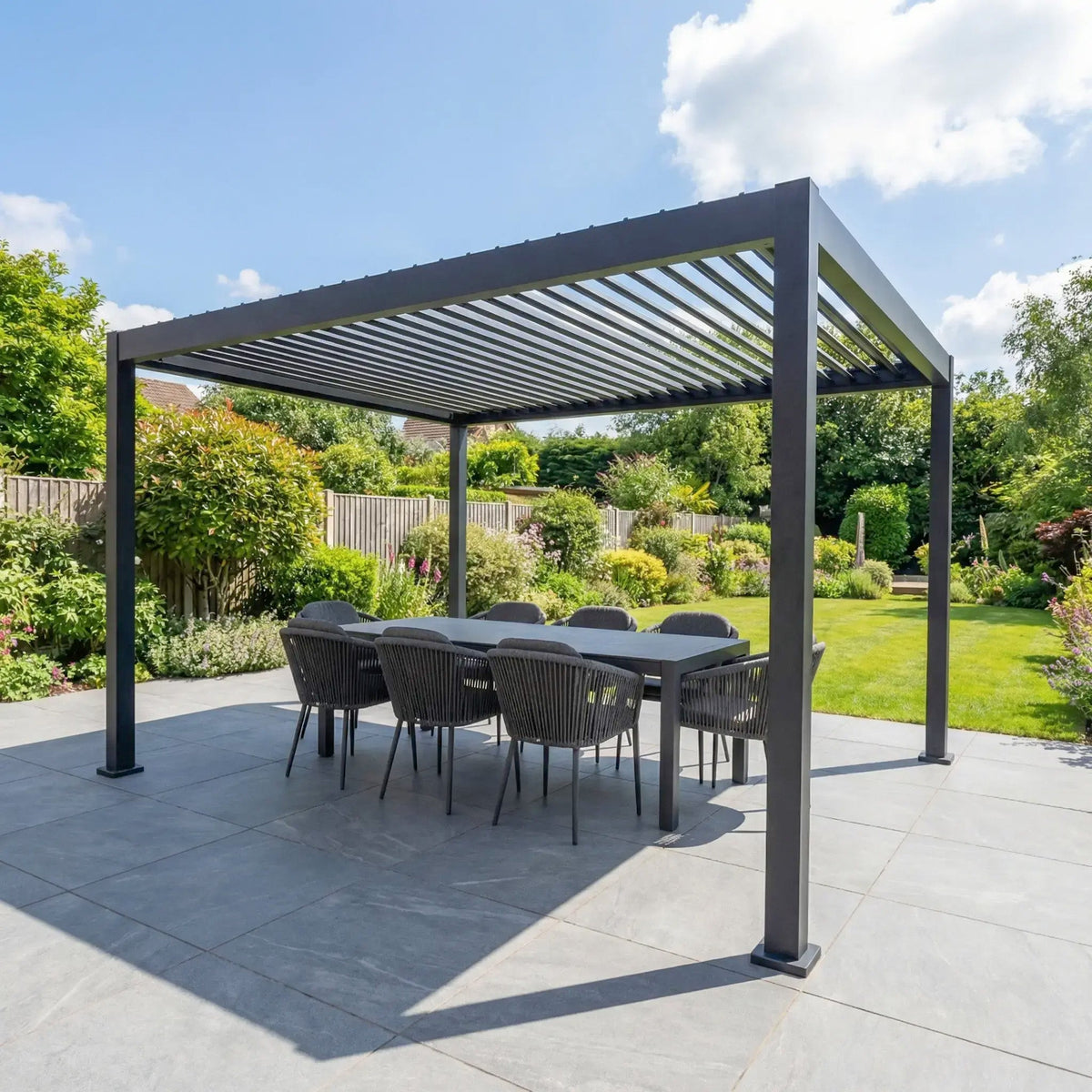 PergoSTET Lite Neo 3m x 4m Metal Rectangular Pergola in Grey