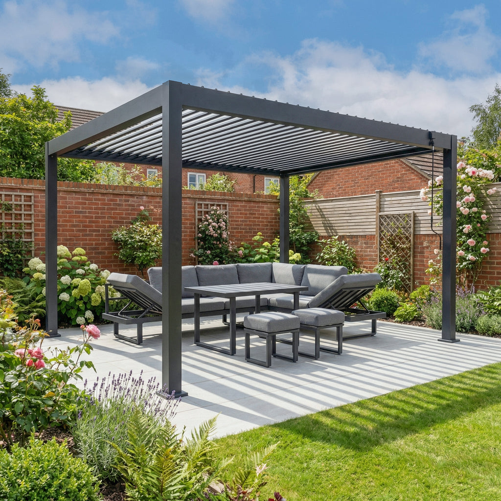 PergoSTET Lite 3m x 4m Metal Rectangular Pergola in Grey