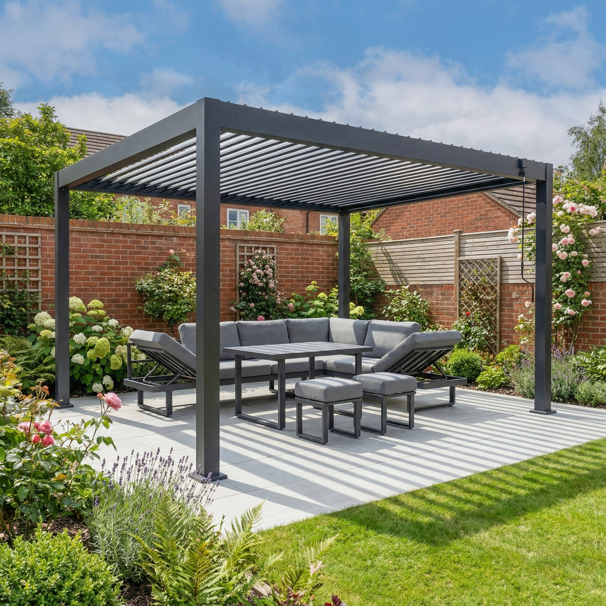 PergoSTET Lite 3m x 4m Metal Rectangular Pergola in Grey
