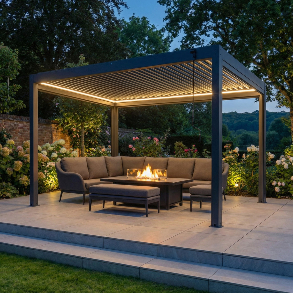 PergoSTET Plus Frame Only 3m x 4m Rectangular Pergola with LED Lighting in Grey