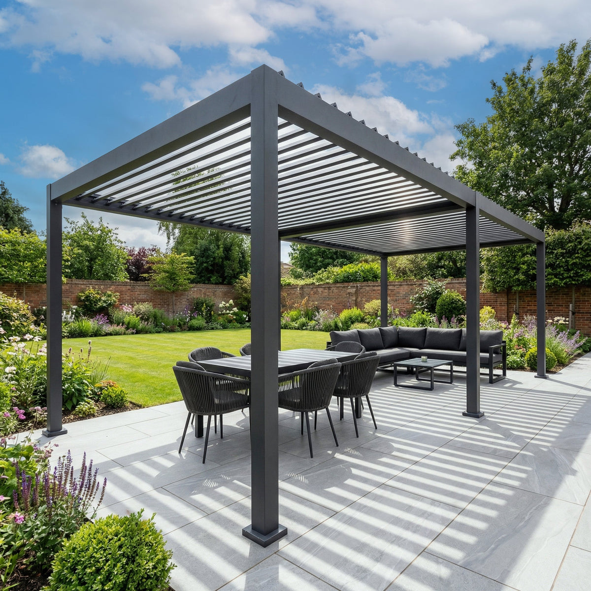 PergoSTET Lite Neo 3m x 6m Metal Rectangular Pergola in Grey