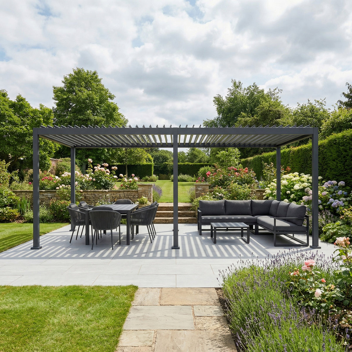 PergoSTET Lite Neo 3m x 6m Metal Rectangular Pergola in Grey