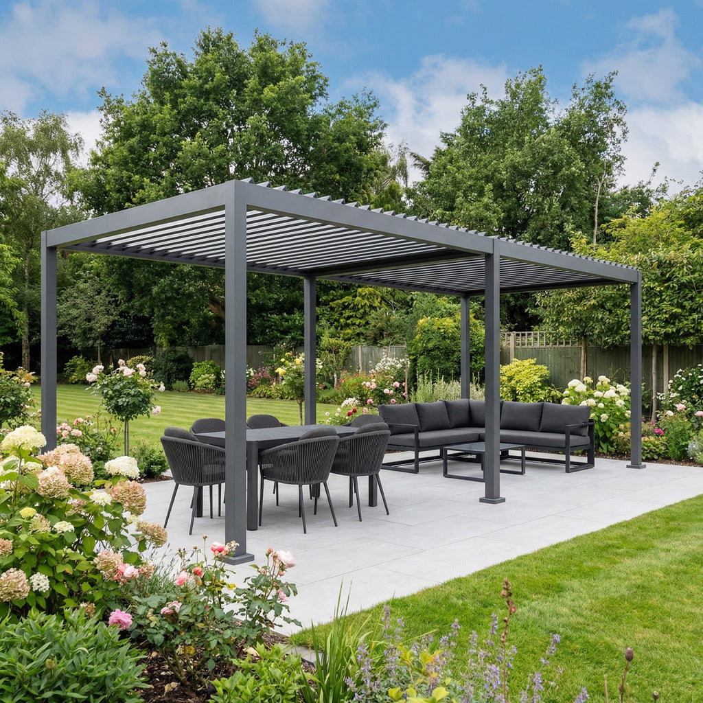 PergoSTET Lite Neo 3m x 6m Metal Rectangular Pergola in Grey