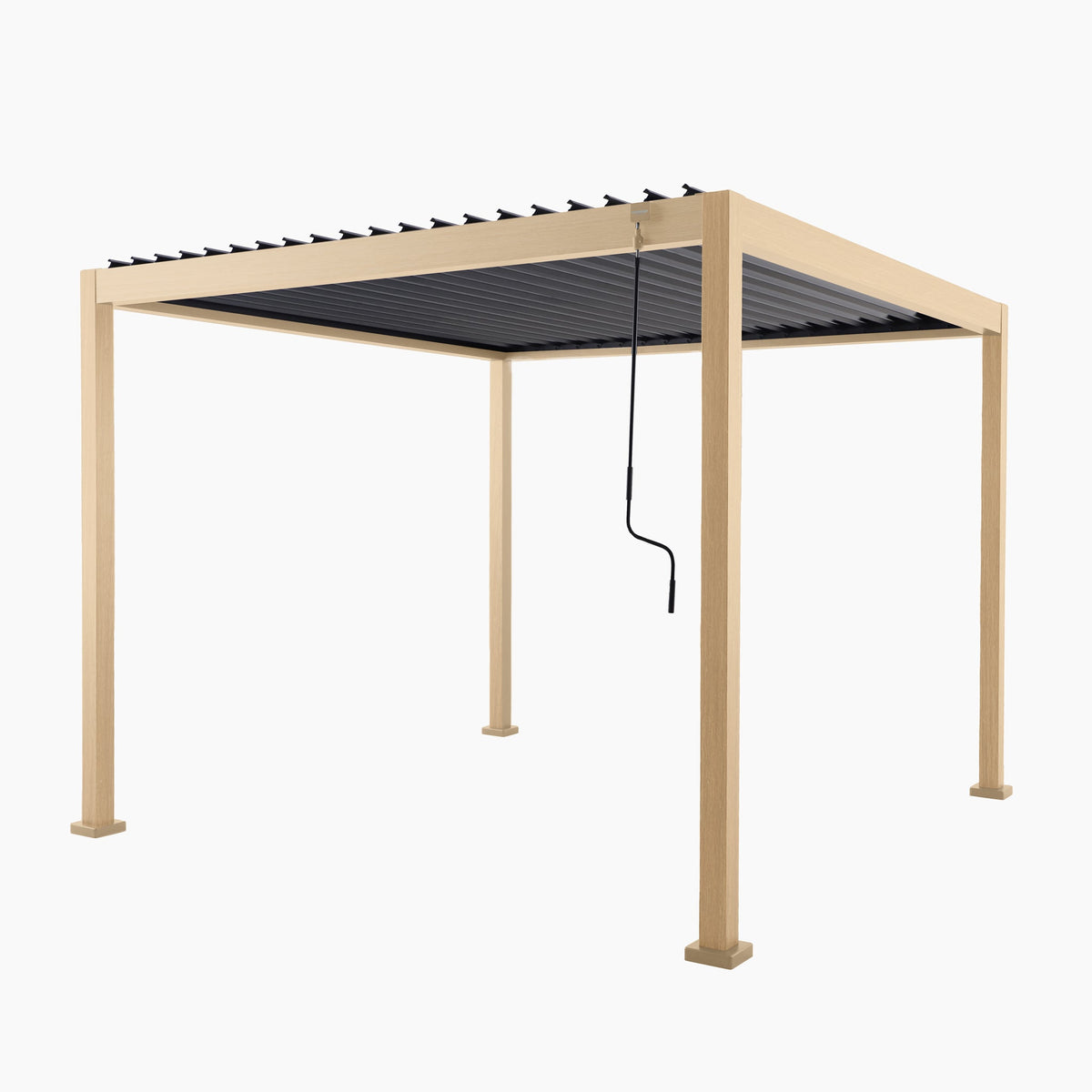 PergoSTET Lite Neo 3m x 3m Metal Square Pergola in Wood Effect