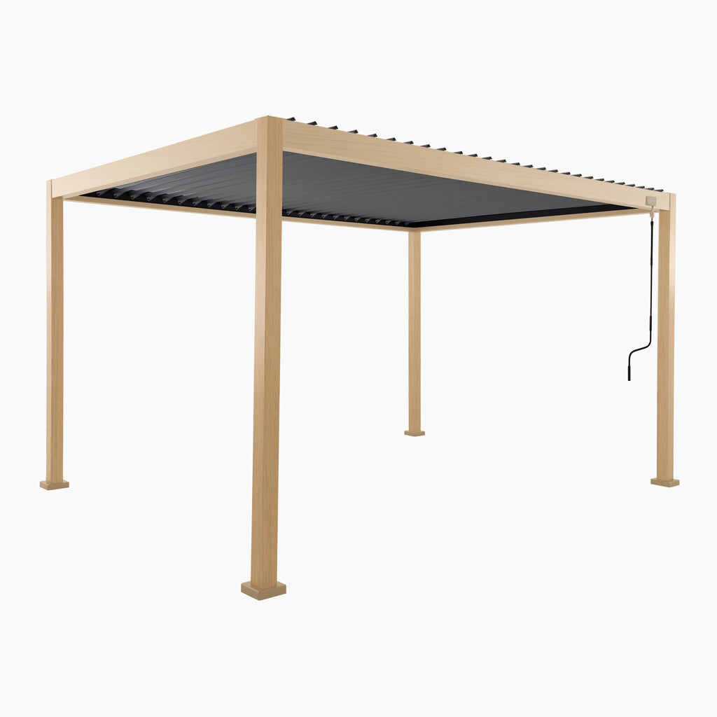 PergoSTET Lite Neo 3m x 4m Metal Rectangular Pergola with Wood Effect