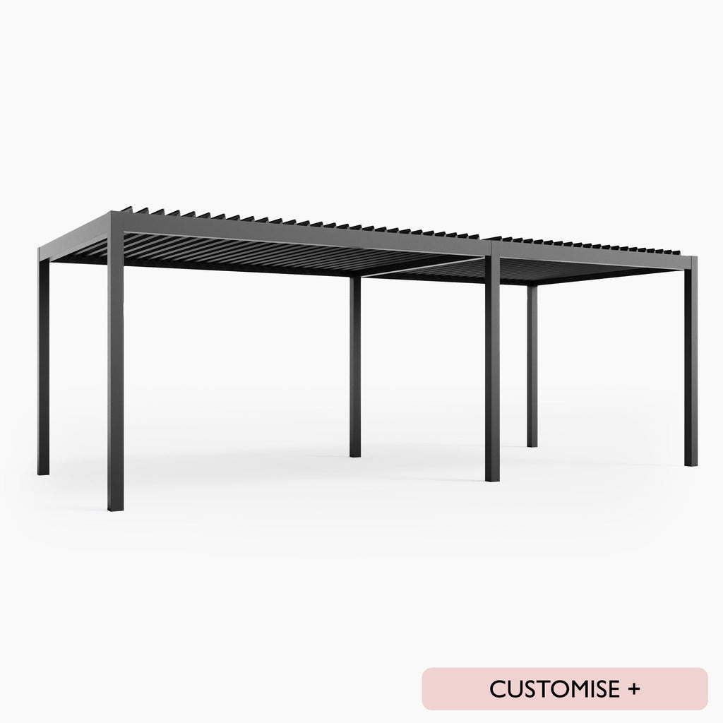 PergoSTET Deluxe Frame Only 3m x 7m Rectangular Pergola with Motorised LED Louvres in Grey