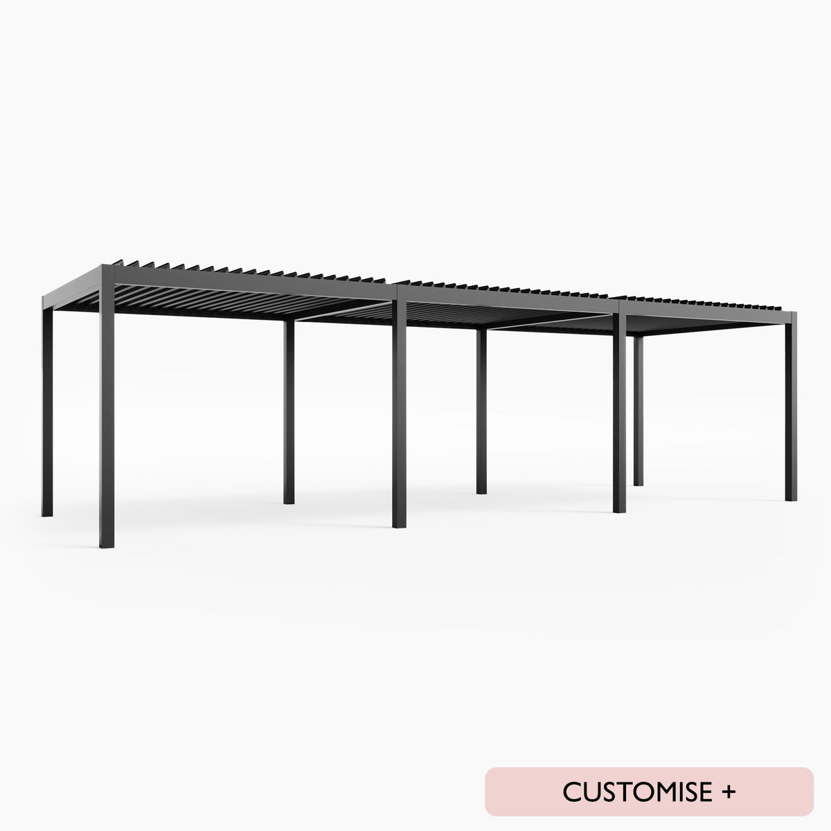 PergoSTET Deluxe Frame Only 3m x 9m Rectangular Pergola with Motorised LED Louvres in Grey