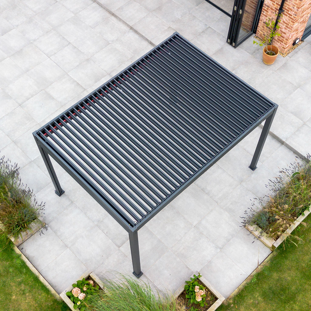PergoSTET Plus Frame Only 3m x 4m Rectangular Pergola with LED Lighting in Grey