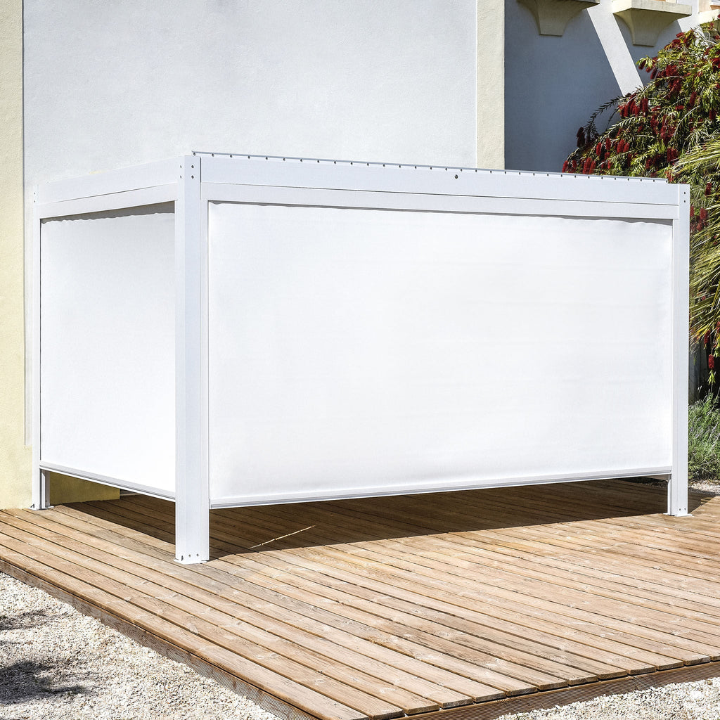 PergoSTET Plus 3m x 4m Rectangular Pergola with 3 Manual Side Blinds and LED Lighting in White