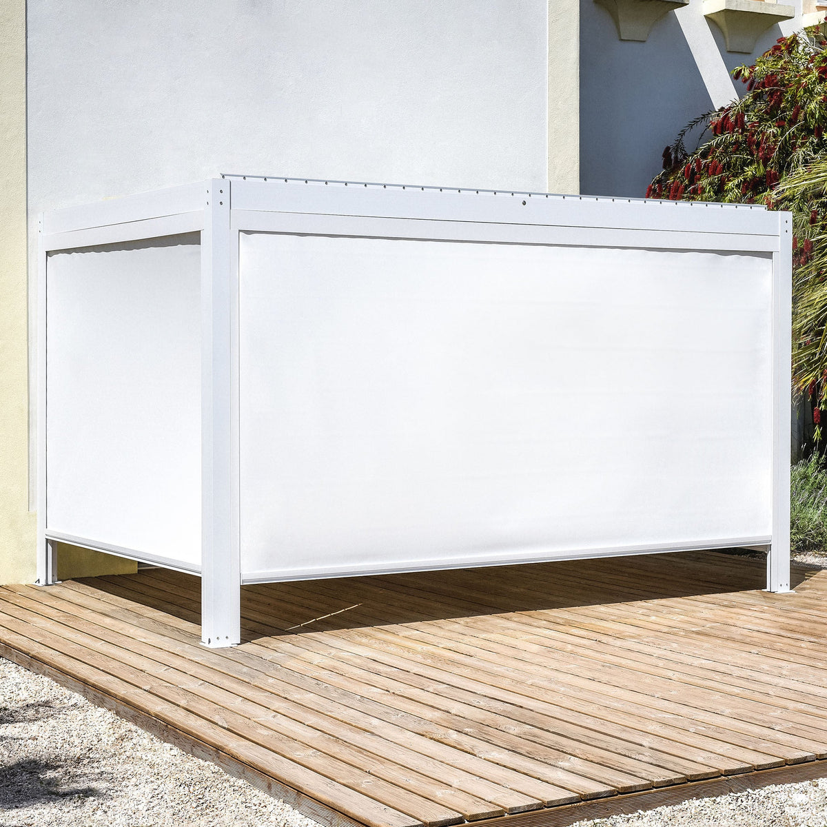 PergoSTET Plus 3m x 4m Rectangular Pergola with 3 Manual Side Blinds and LED Lighting in White
