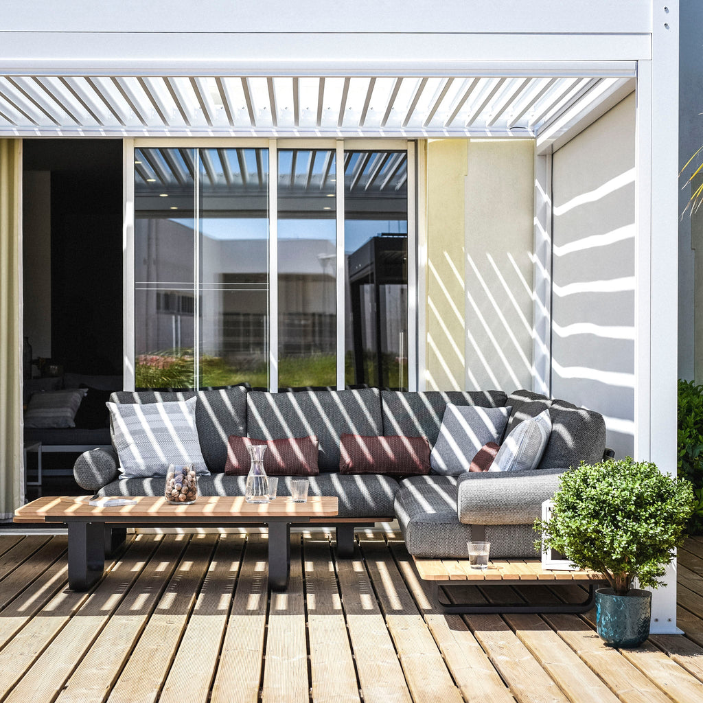 PergoSTET Plus 3m x 4m Rectangular Pergola with 3 Manual Side Blinds and LED Lighting in White