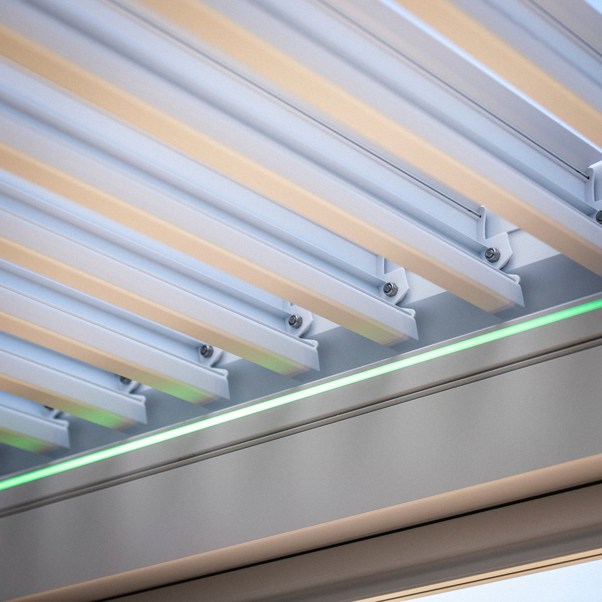 PergoSTET Plus 3m x 4m Rectangular Pergola with 3 Manual Side Blinds and LED Lighting in White