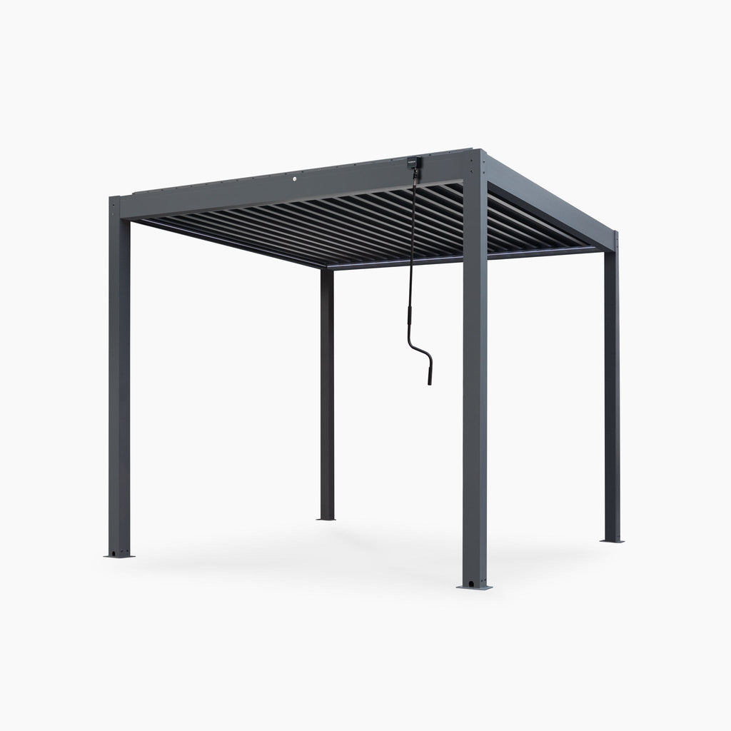 PergoSTET Plus Frame Only 3m x 3m Square Pergola with LED Lighting in Grey