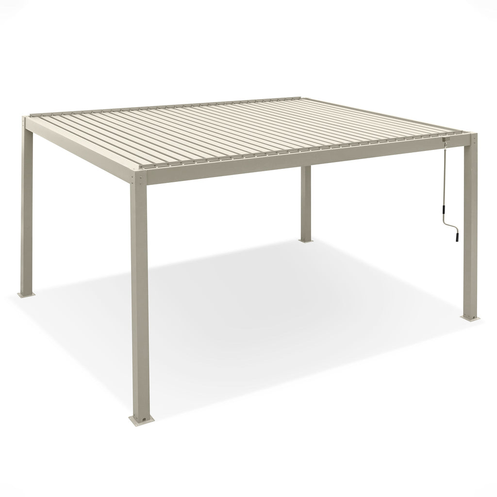 PergoSTET Plus 4m x 4m Square Pergola with LED Lighting - Frame Only in Latte