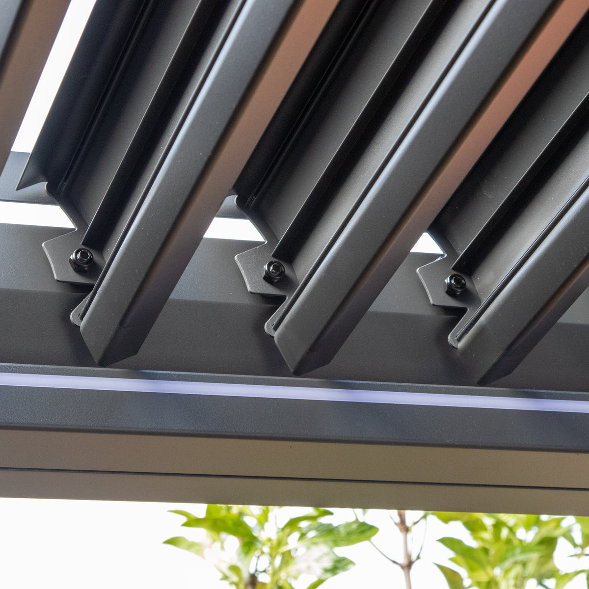 PergoSTET Plus Frame Only 3m x 3m Square Pergola with LED Lighting in Grey
