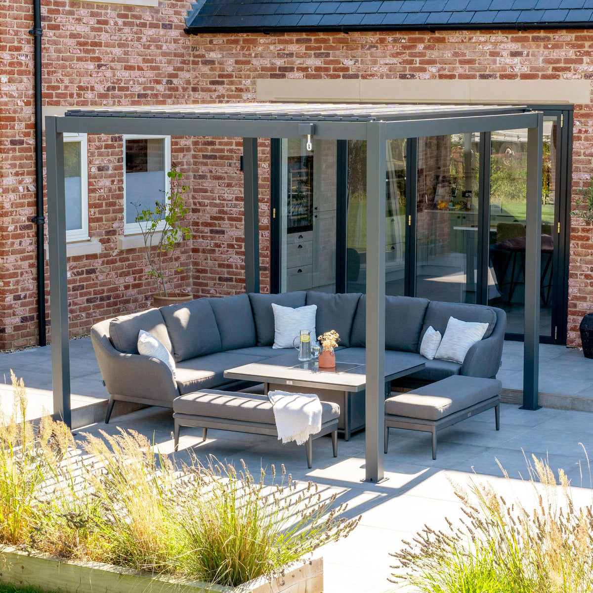 PergoSTET Lite Neo 3m x 3m Metal Square Pergola in Grey
