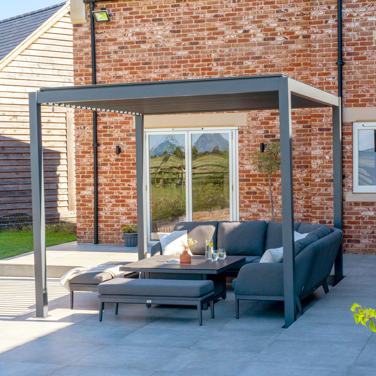 PergoSTET Lite Neo 3m x 3m Metal Square Pergola in Grey