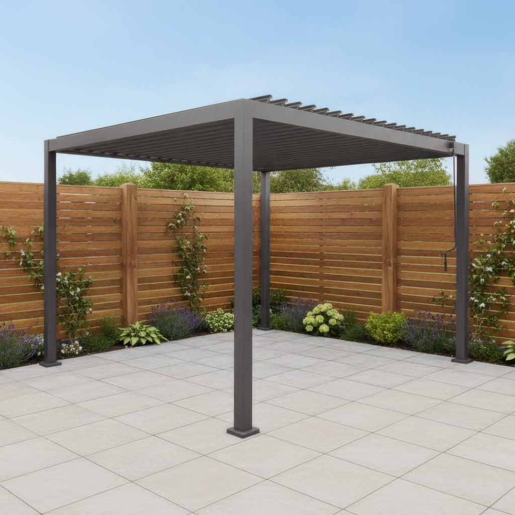 PergoSTET Lite 3m x 3m Metal Square Pergola in Grey