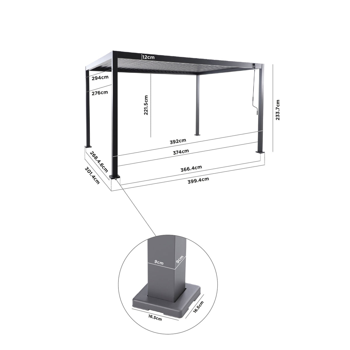 PergoSTET Lite 3m x 4m Metal Rectangular Pergola in Grey