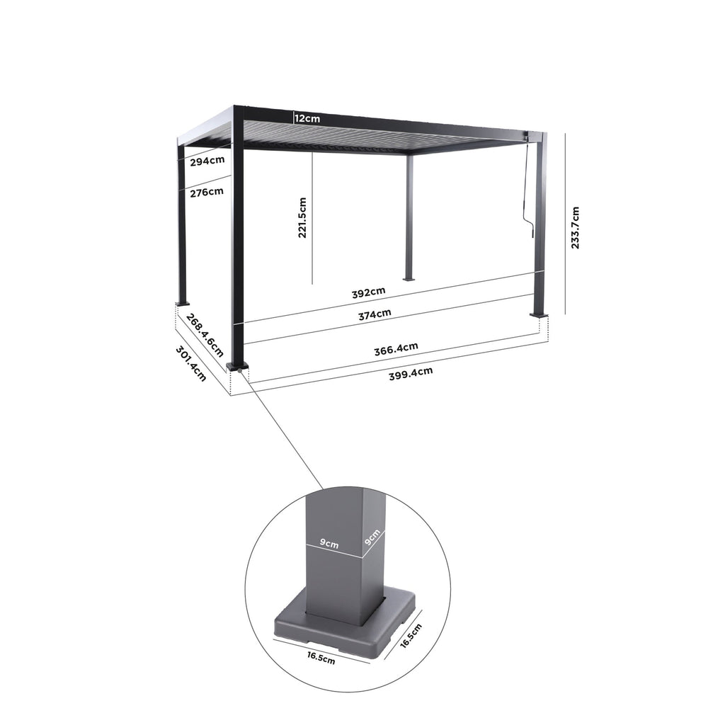 PergoSTET Lite 3m x 4m Metal Rectangular Pergola with Wood Effect
