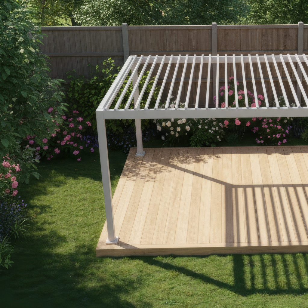 PergoSTET Lite 3m x 3m Metal Square Pergola in Latte