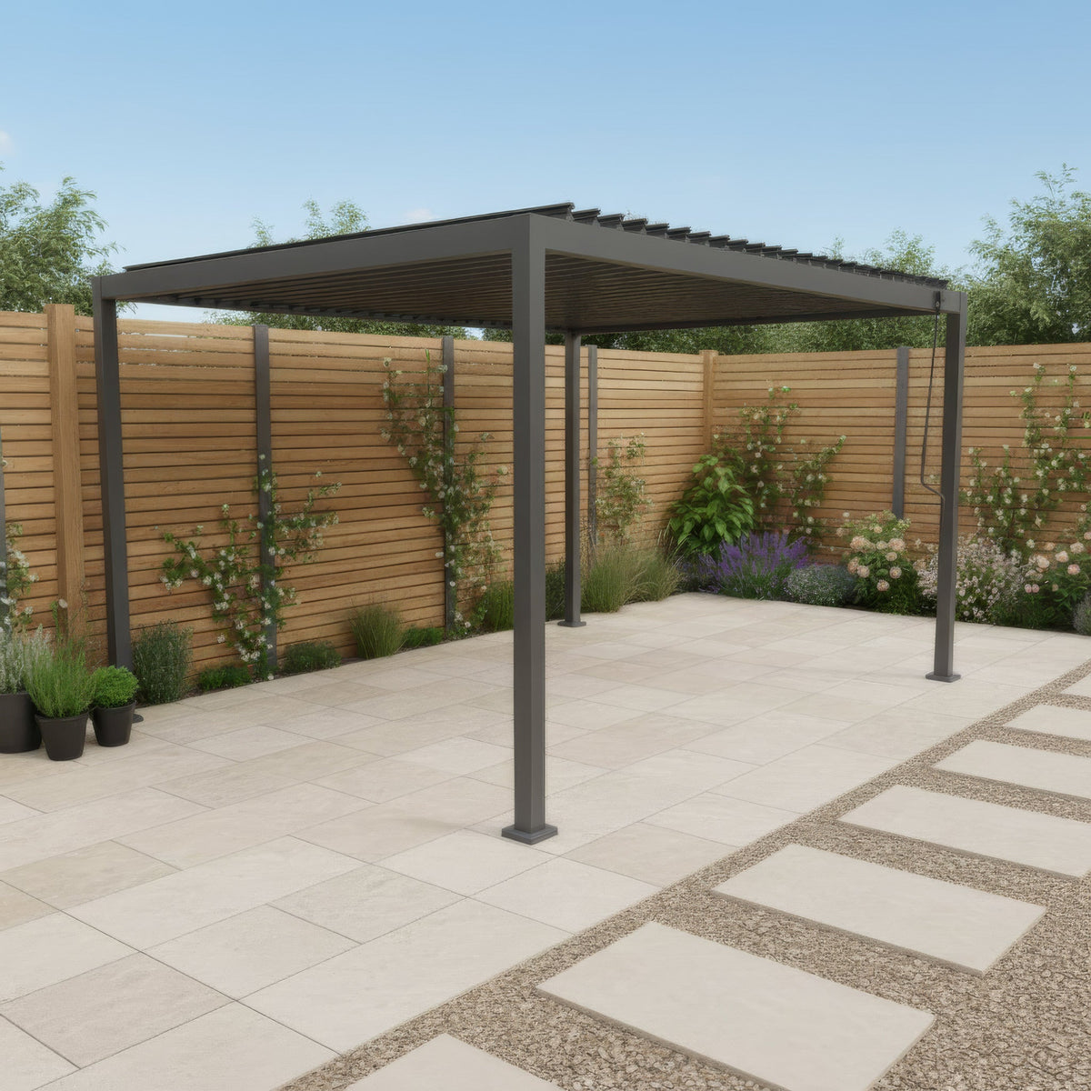 PergoSTET Lite 3m x 4m Metal Rectangular Pergola in Grey