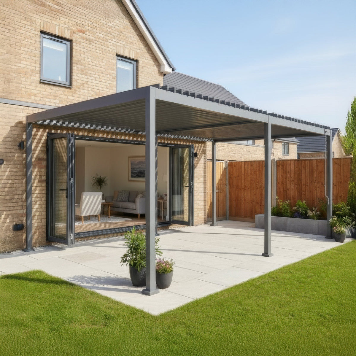 PergoSTET Lite Neo 3m x 6m Metal Rectangular Pergola in Grey