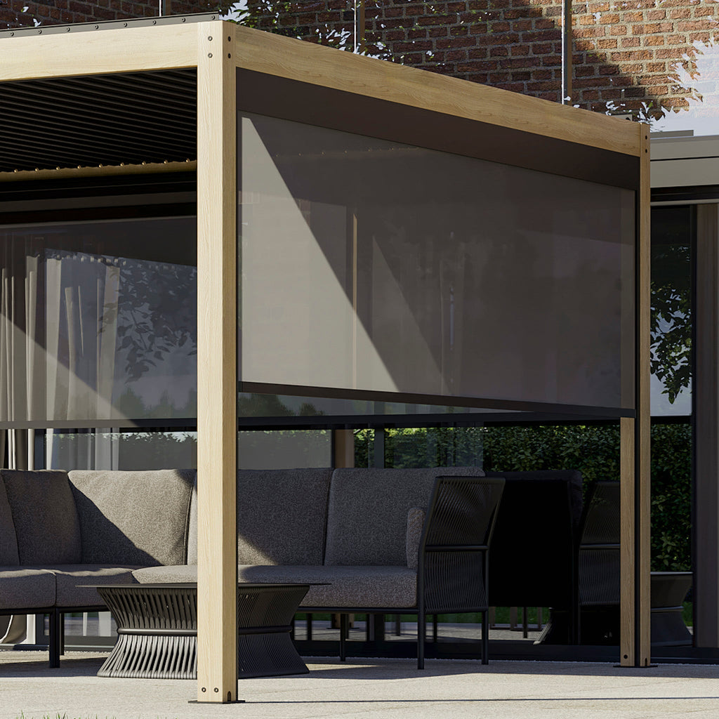 PergoSTET Plus Frame Only 3m x 4m Rectangular Pergola with LED Lighting in Wood Effect