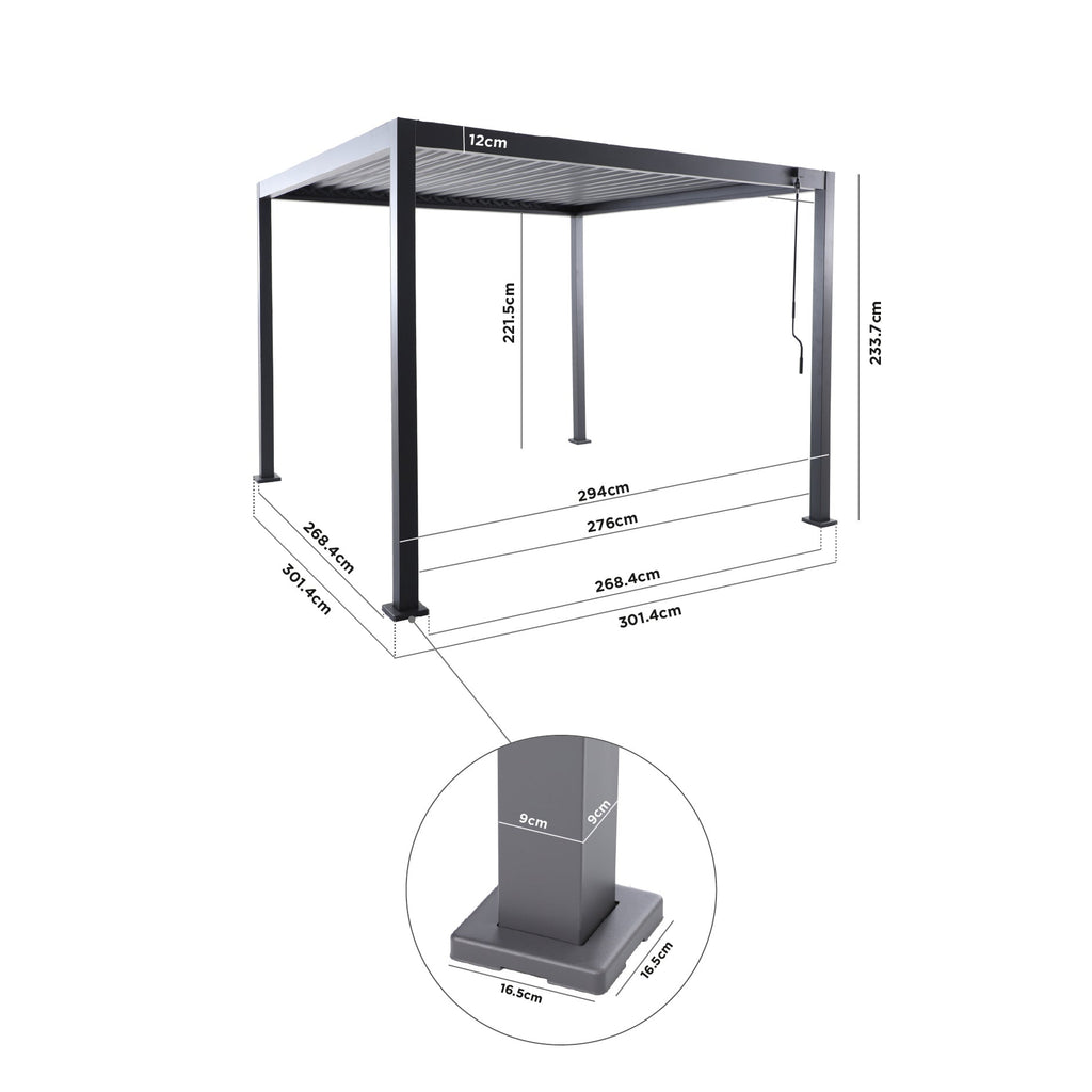 PergoSTET Lite 3m x 3m Metal Square Pergola in Latte
