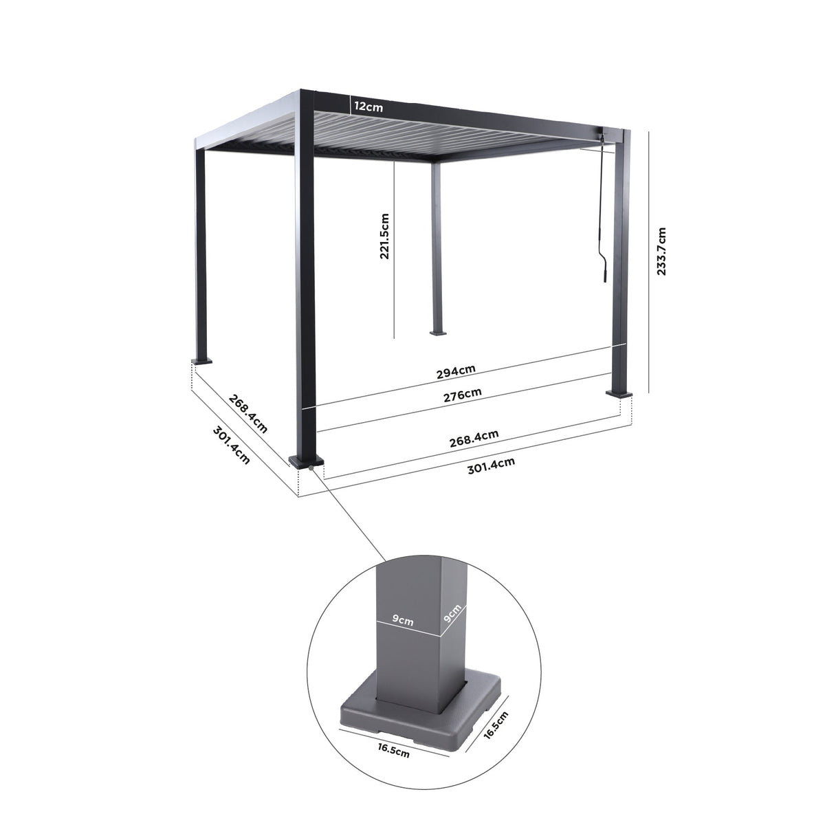 PergoSTET Lite 3m x 3m Metal Square Pergola in Latte