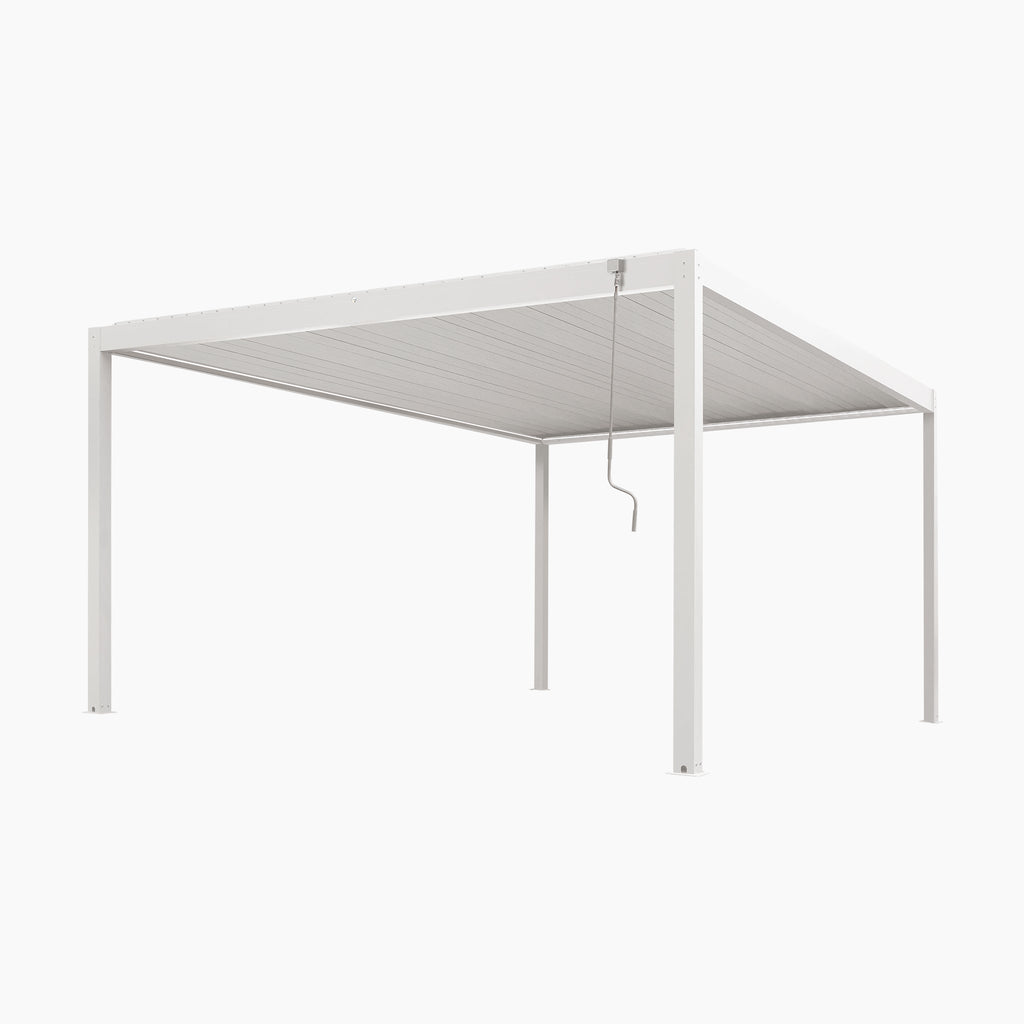 PergoSTET Plus Frame Only 4m x 4m Square Pergola with LED Lighting in White