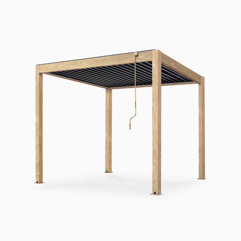 PergoSTET Plus Frame Only 3m x 3m Square Pergola with LED Lighting in Wood Effect