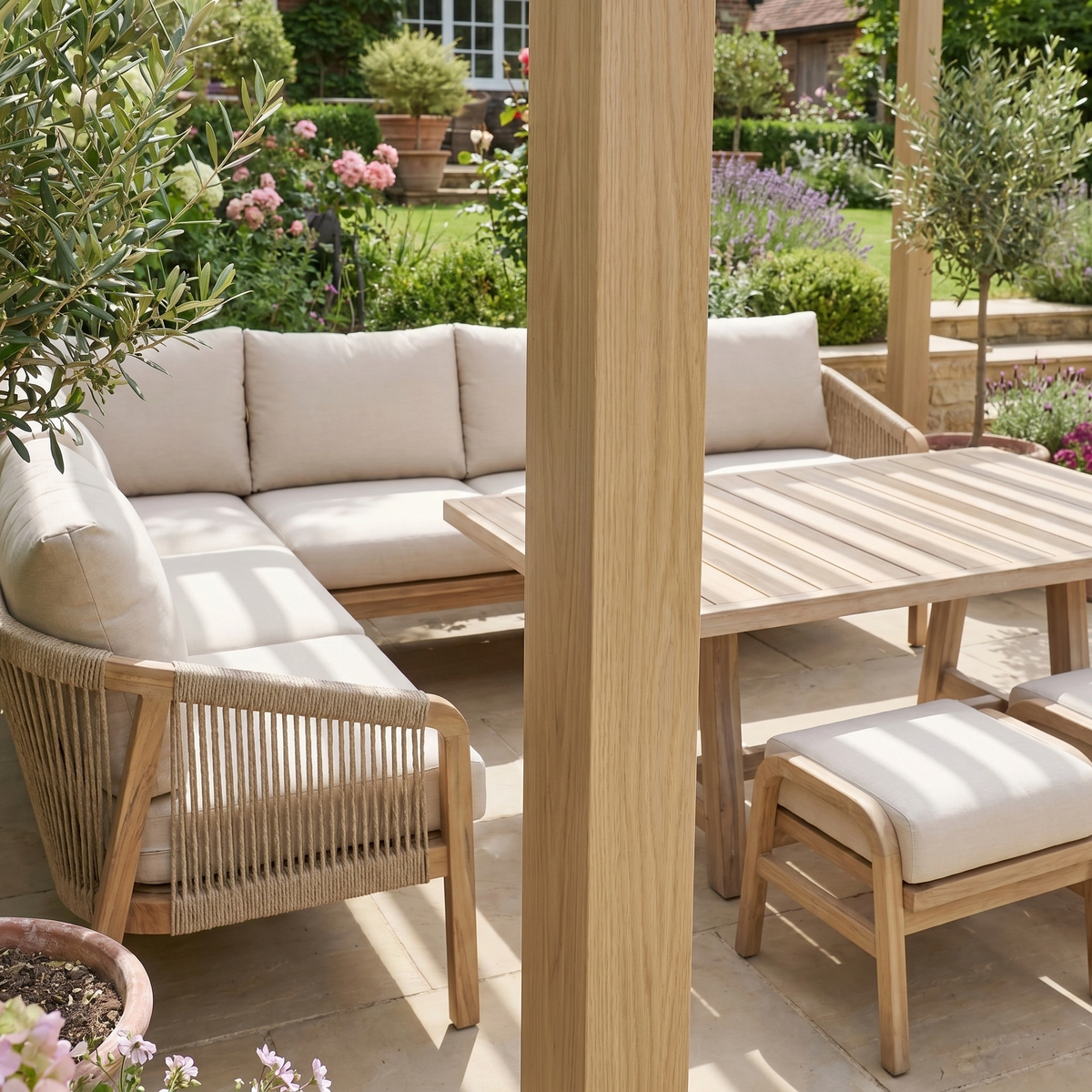 PergoSTET Lite Neo 3m x 4m Metal Rectangular Pergola with Wood Effect