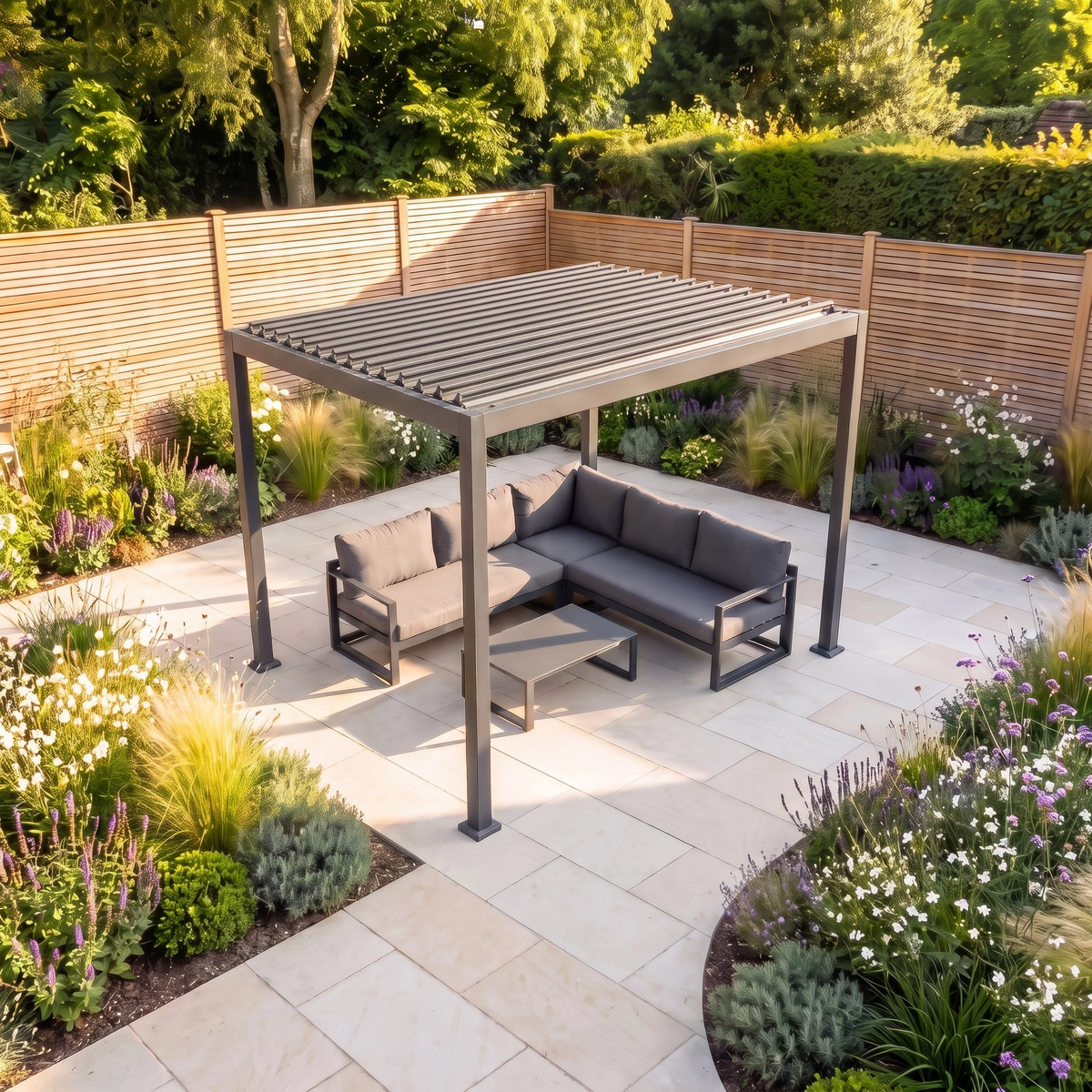 PergoSTET Lite 2.4m x 3m Metal Rectangular Pergola in Grey