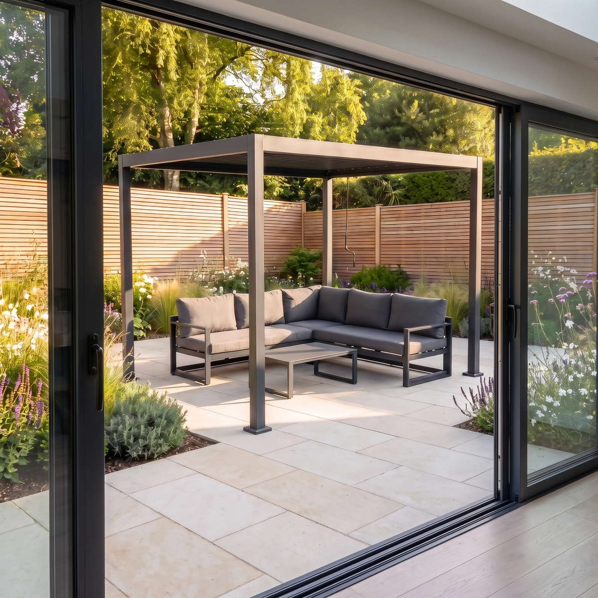 PergoSTET Lite 2.4m x 3m Metal Rectangular Pergola in Grey