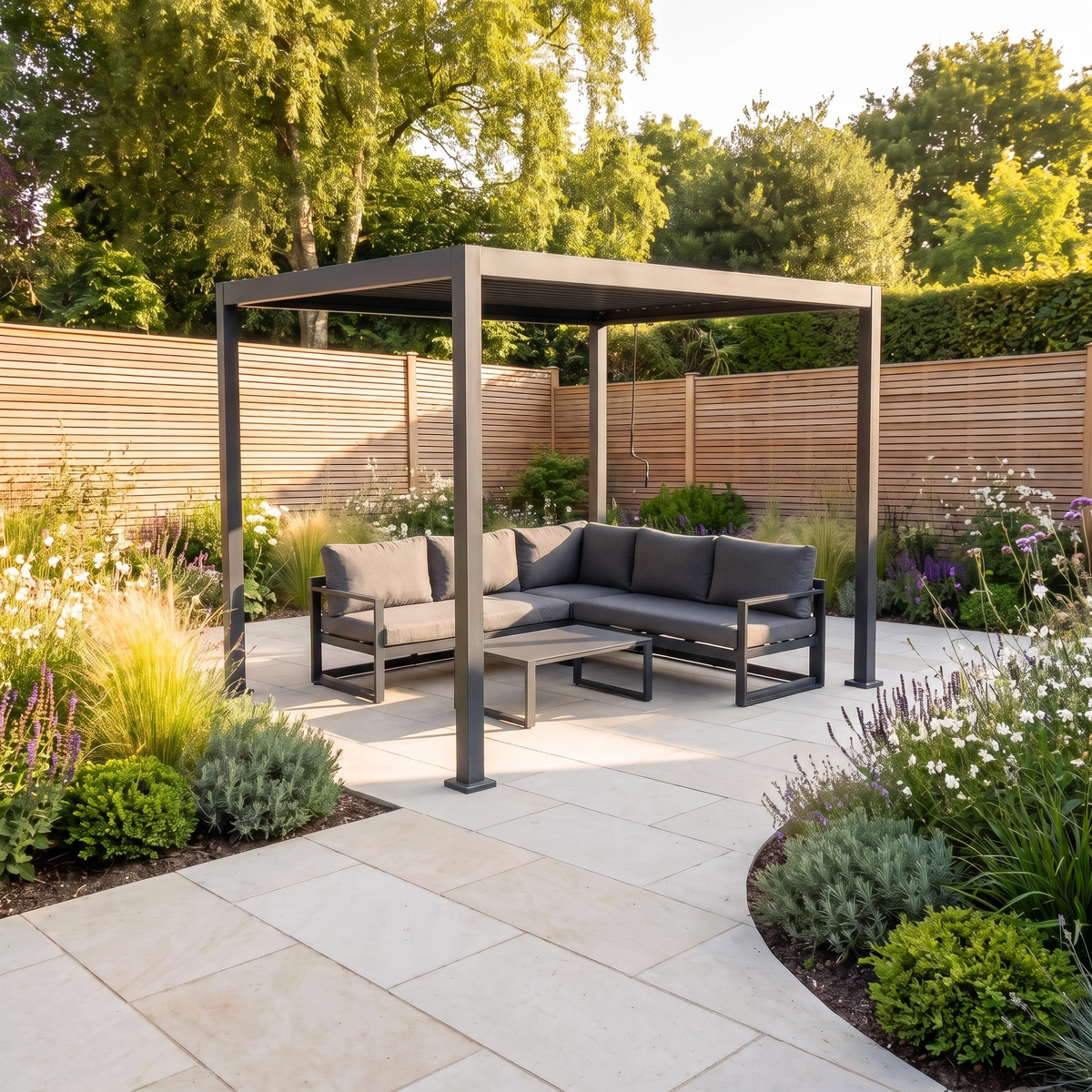 PergoSTET Lite 2.4m x 3m Metal Rectangular Pergola in Grey