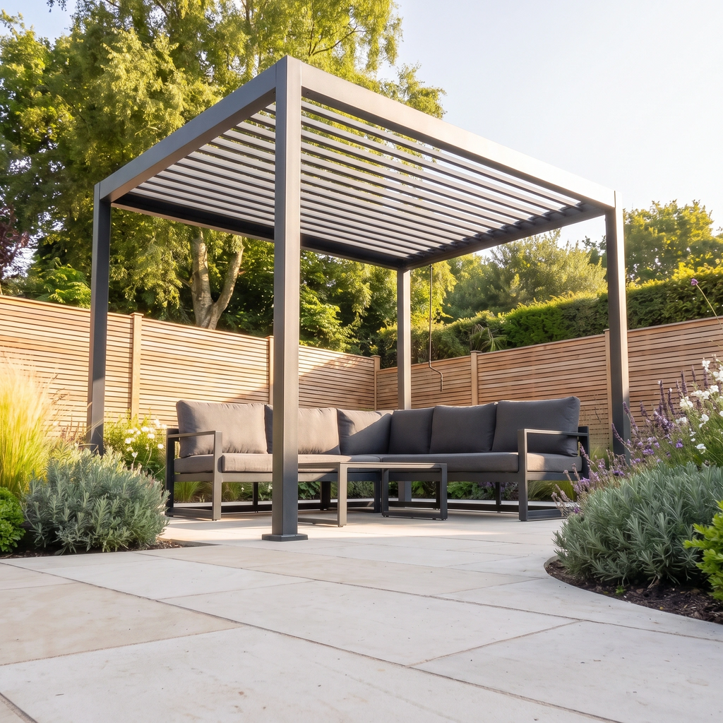 PergoSTET Lite 2.4m x 3m Metal Rectangular Pergola in Grey