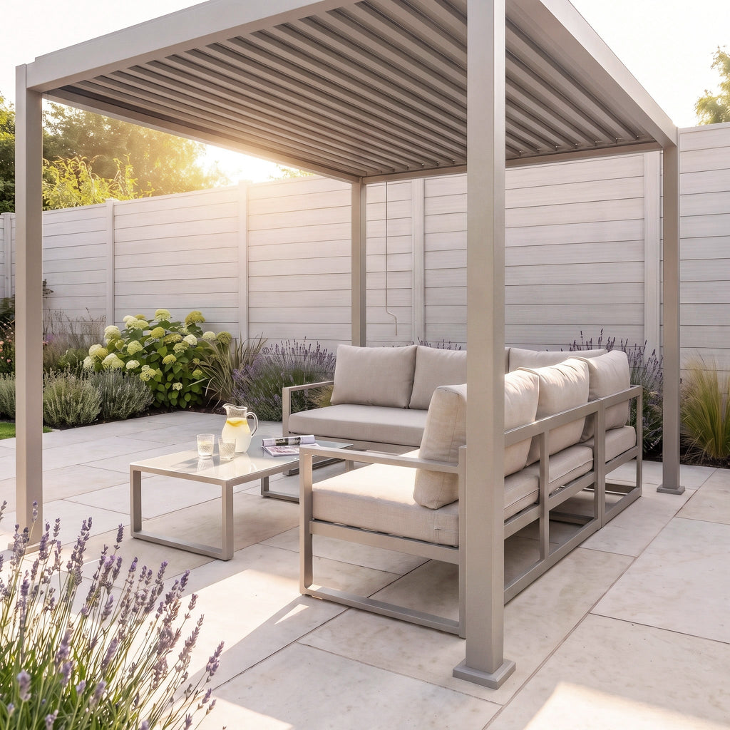 PergoSTET Lite 2.4m x 3m Metal Rectangular Pergola in Latte