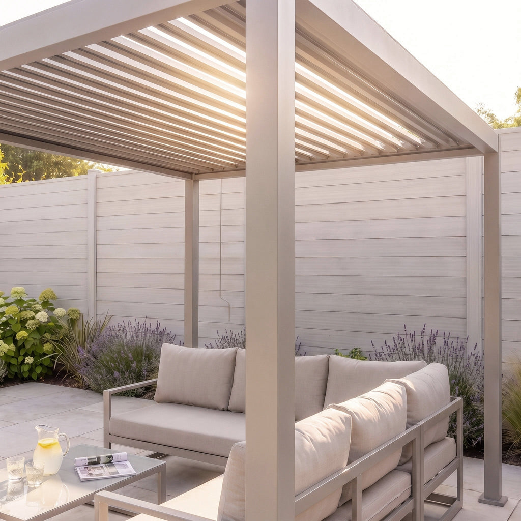 PergoSTET Lite 2.4m x 3m Metal Rectangular Pergola in Latte