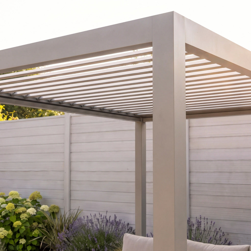 PergoSTET Lite 2.4m x 3m Metal Rectangular Pergola in Latte