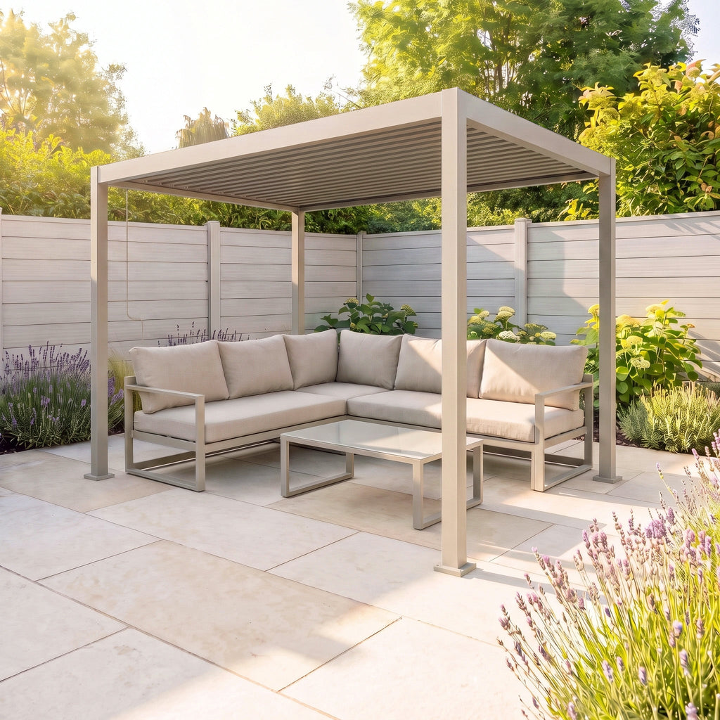 PergoSTET Lite 2.4m x 3m Metal Rectangular Pergola in Latte