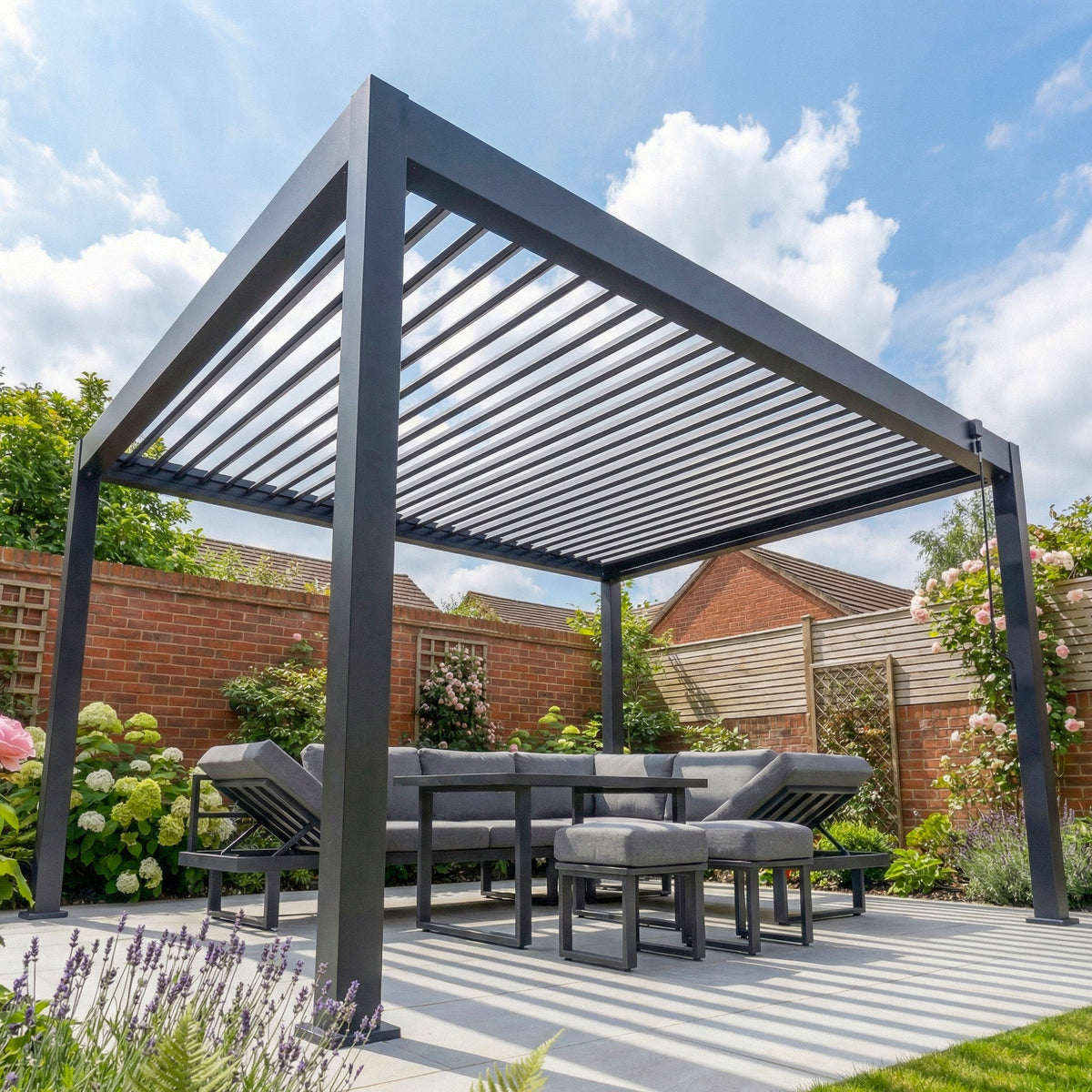 PergoSTET Lite 3m x 4m Metal Rectangular Pergola in Grey