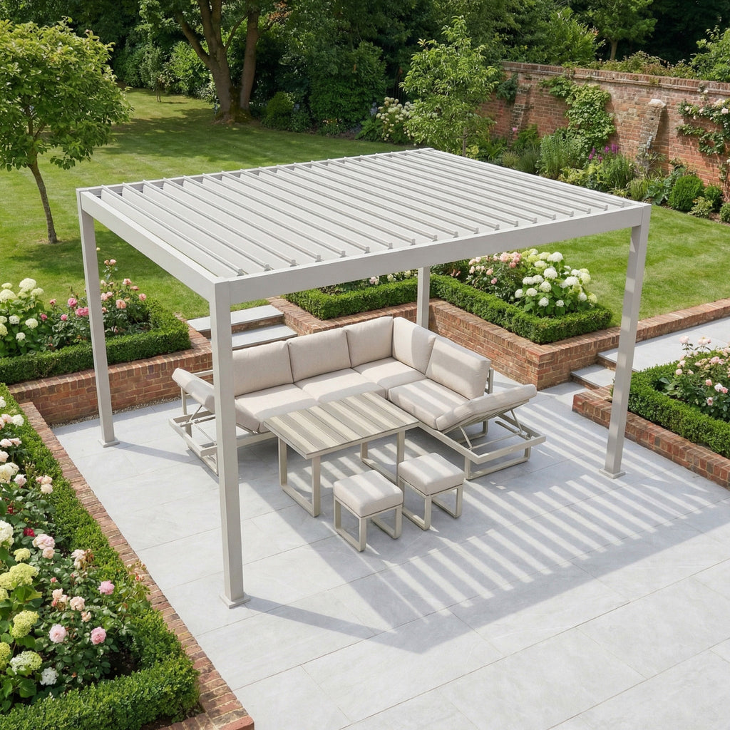 PergoSTET Lite 3m x 4m Metal Rectangular Pergola in Latte