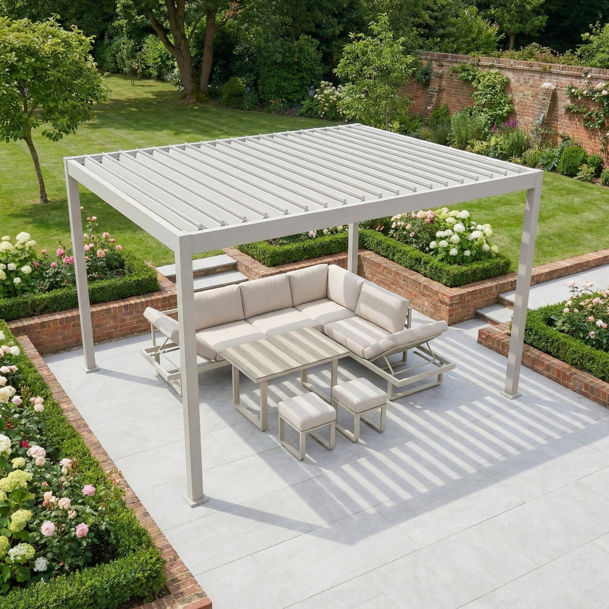 PergoSTET Lite 3m x 4m Metal Rectangular Pergola in Latte